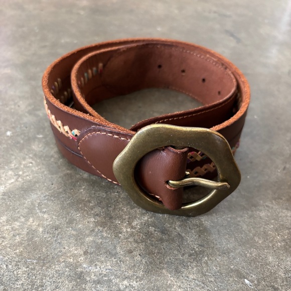 Lucky Brand Accessories - Lucky Brand 100% Buffalo Leather Flower Buckle Woven Belt
